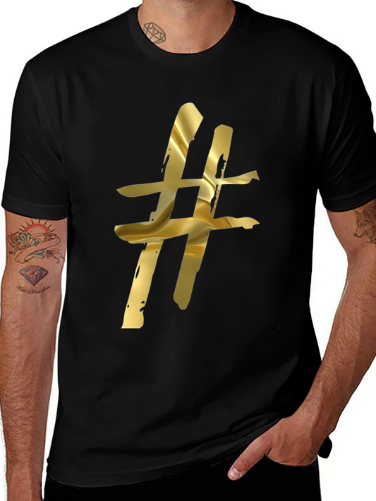 Golden Hashtag Black T-Shirt