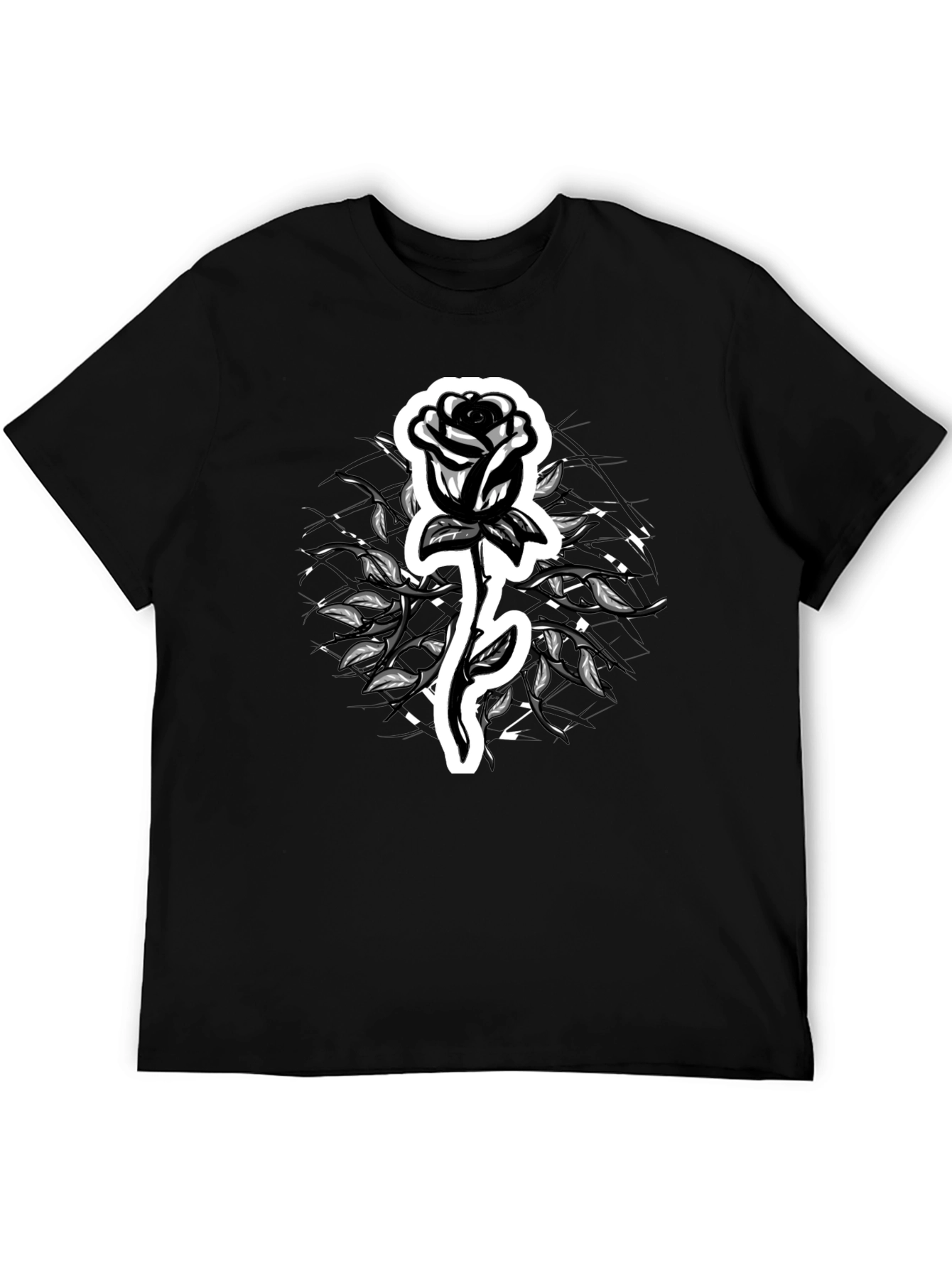 Rose Graphic Tee - Stylish Black T-Shirt