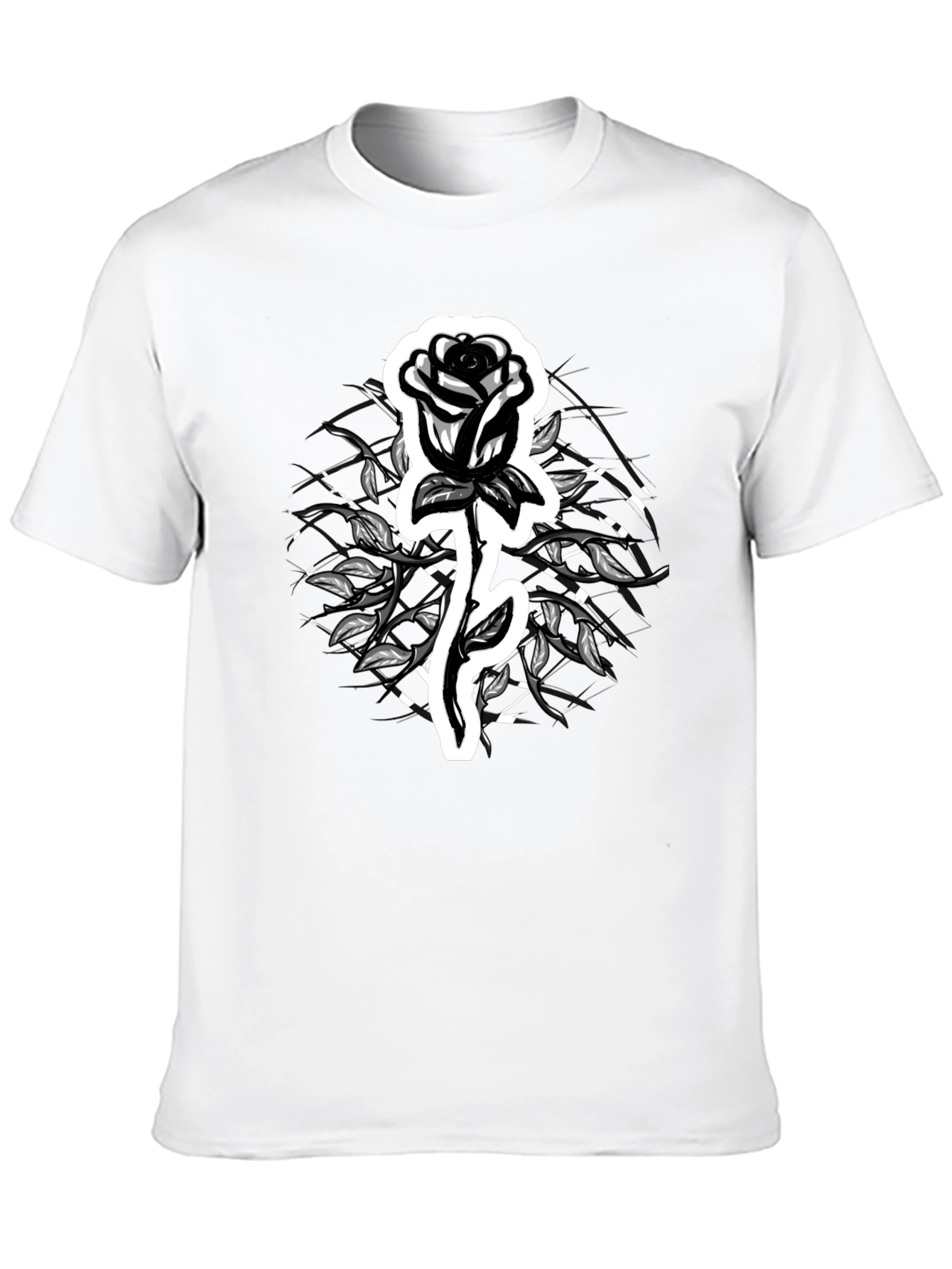 Rose Graphic Tee - Stylish Black T-Shirt