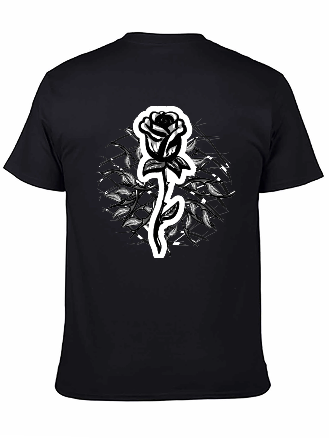 Rose Graphic Tee - Stylish Black T-Shirt