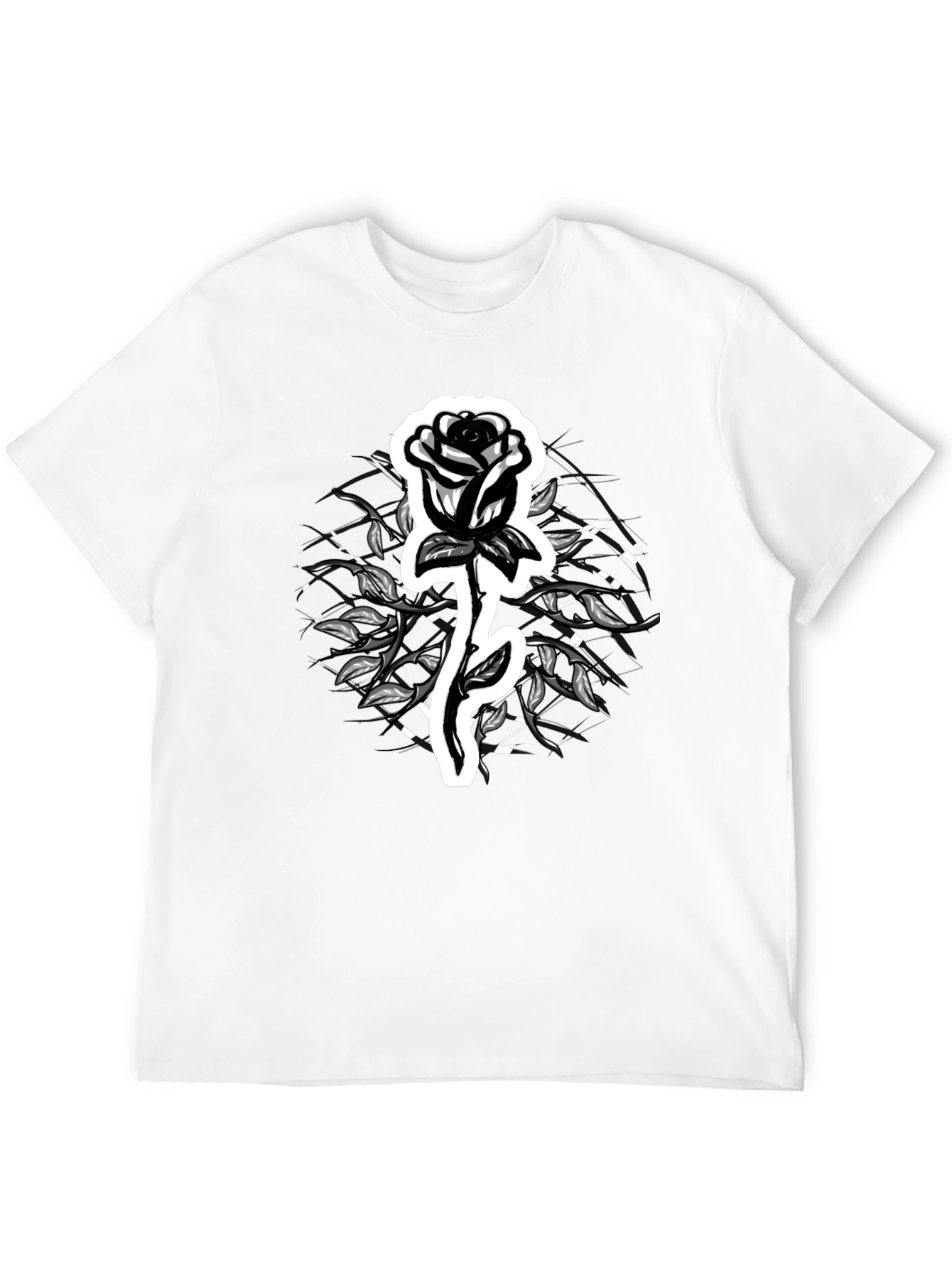 Rose Graphic Tee - Stylish Black T-Shirt