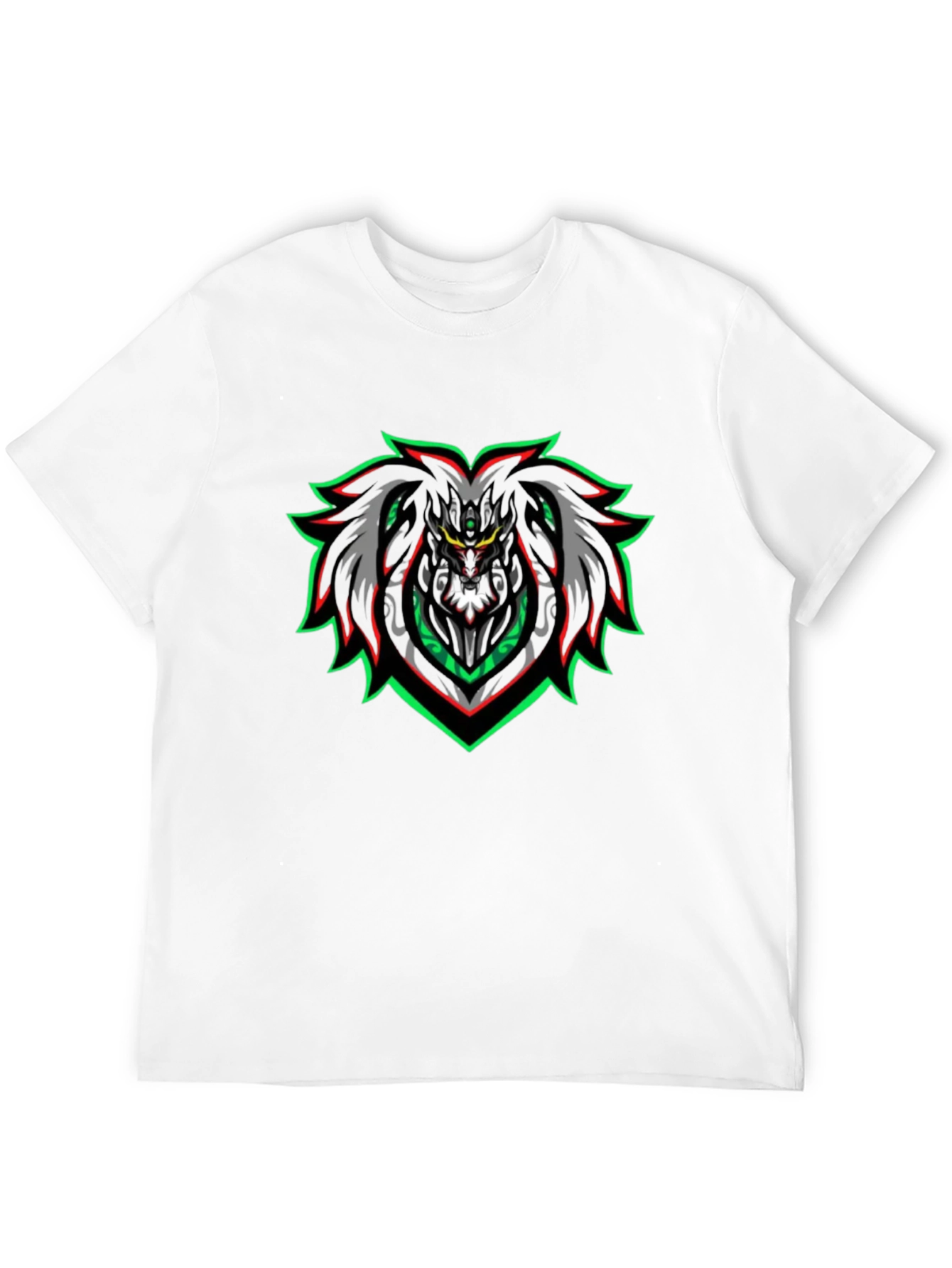 Edgy Black Graphic Tee - Cyberpunk Lion Design