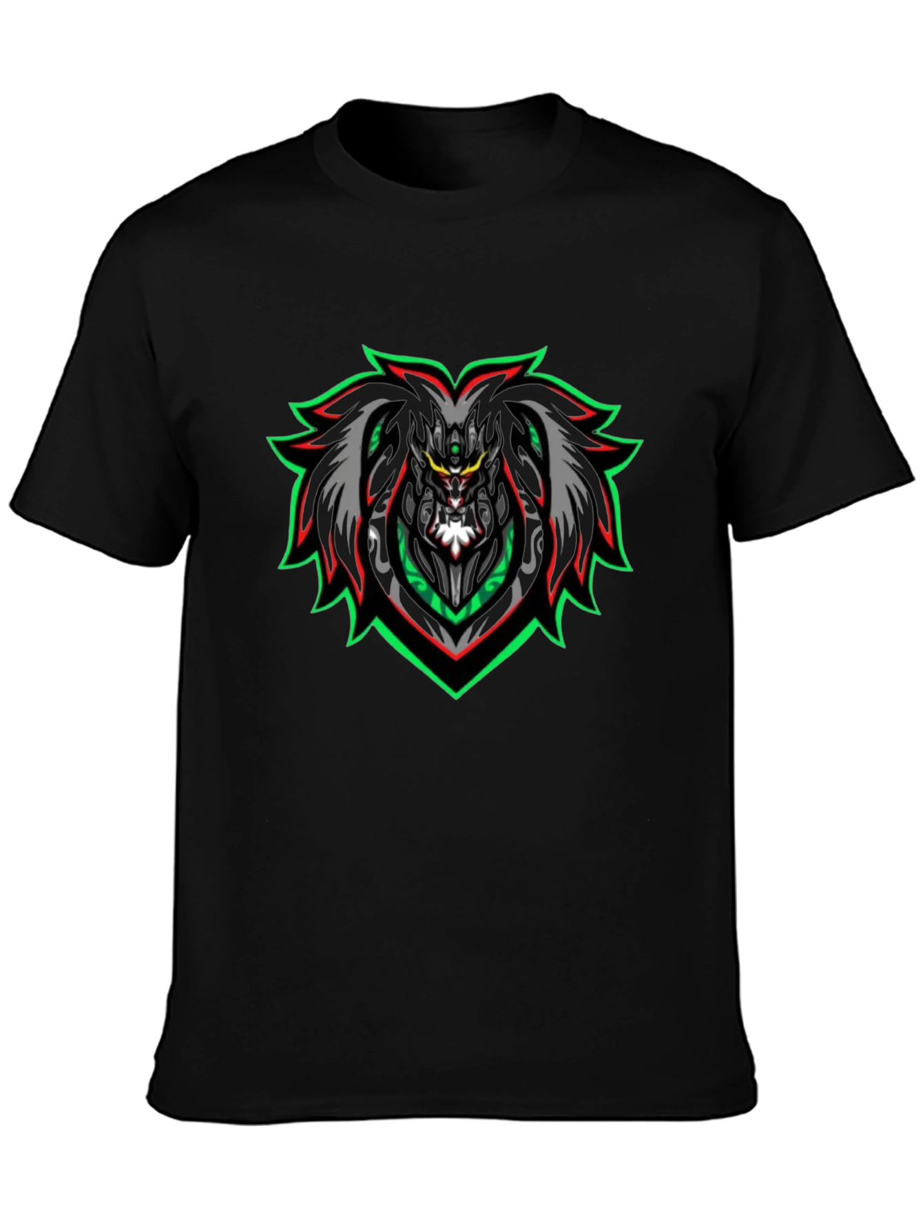 Edgy Black Graphic Tee - Cyberpunk Lion Design