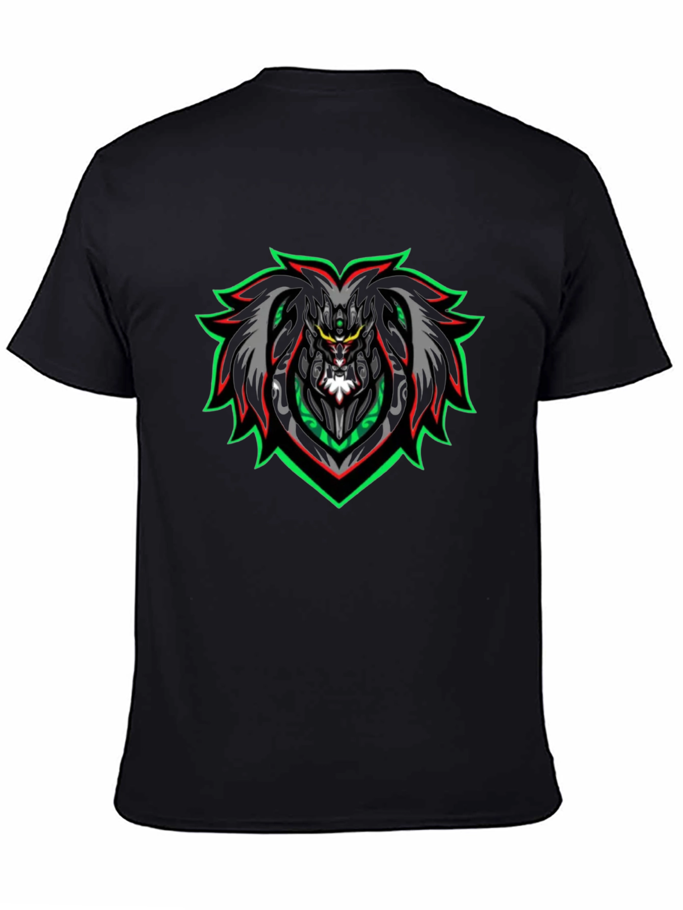 Edgy Black Graphic Tee - Cyberpunk Lion Design