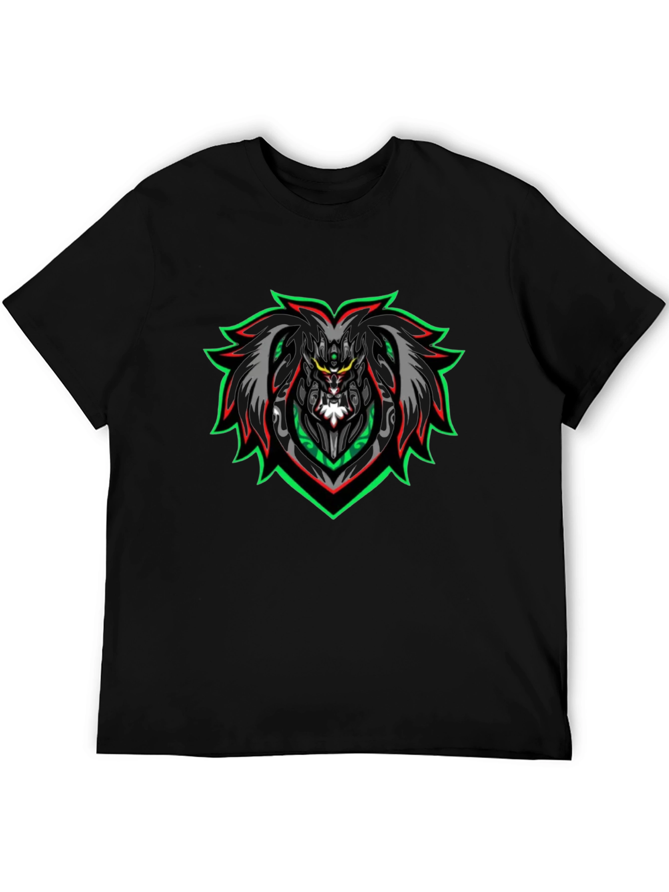 Edgy Black Graphic Tee - Cyberpunk Lion Design