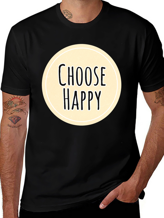 Choose Happy Graphic Tee - Black Cotton Comfort