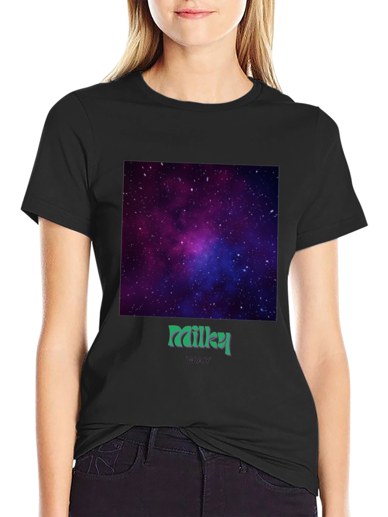 Milky Way Galaxy Graphic Tee - Black