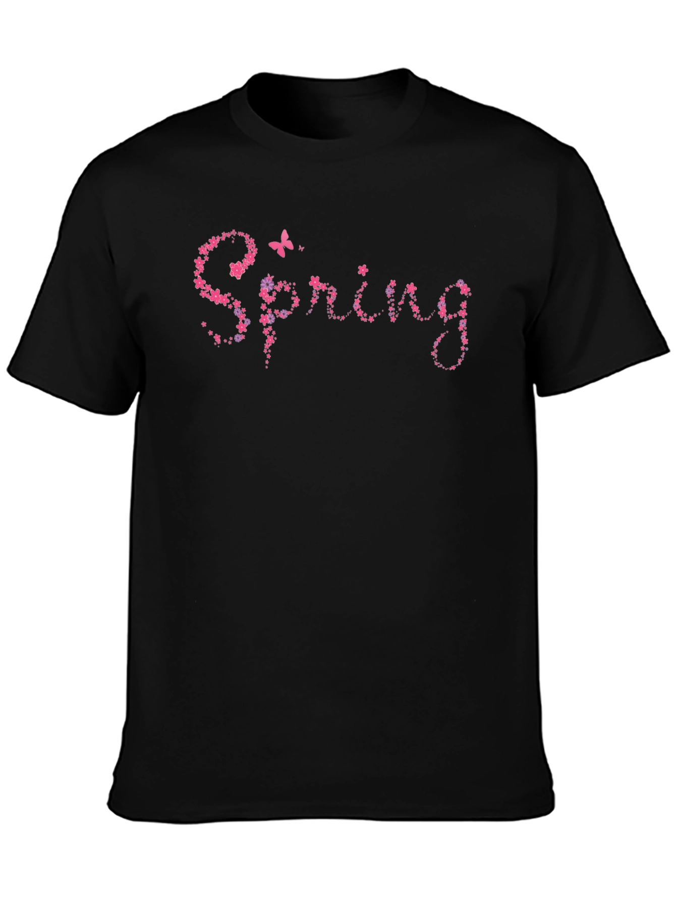 Spring Floral Black T-Shirt