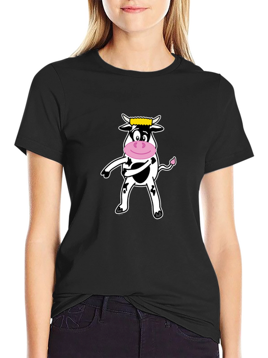Funny Cow Graphic Tee - Black Cotton T-Shirt