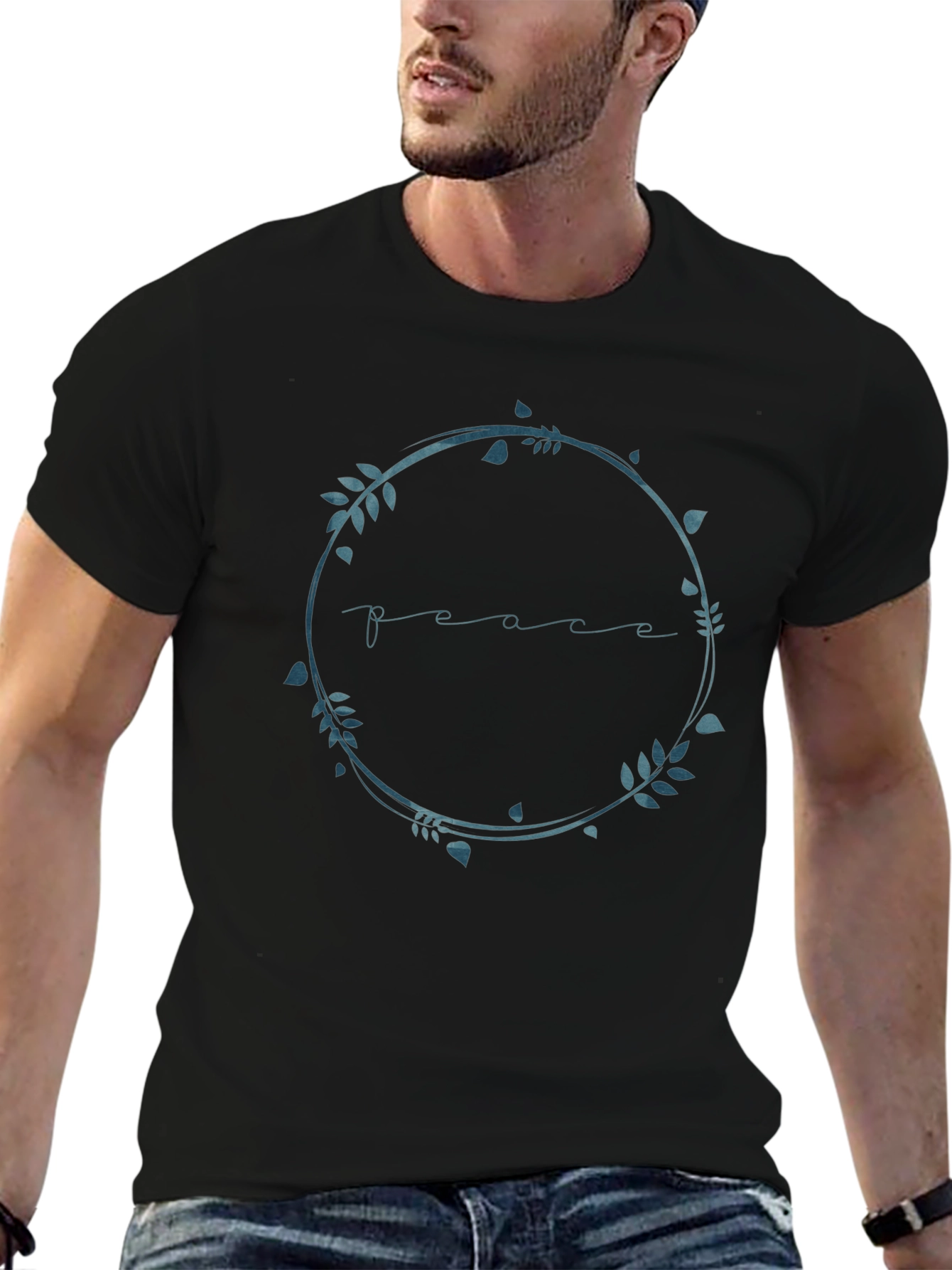Peace Wreath Graphic T-Shirt - Black