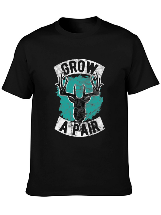Grow A Pair Deer Graphic Tee - Bold Statement Shirt