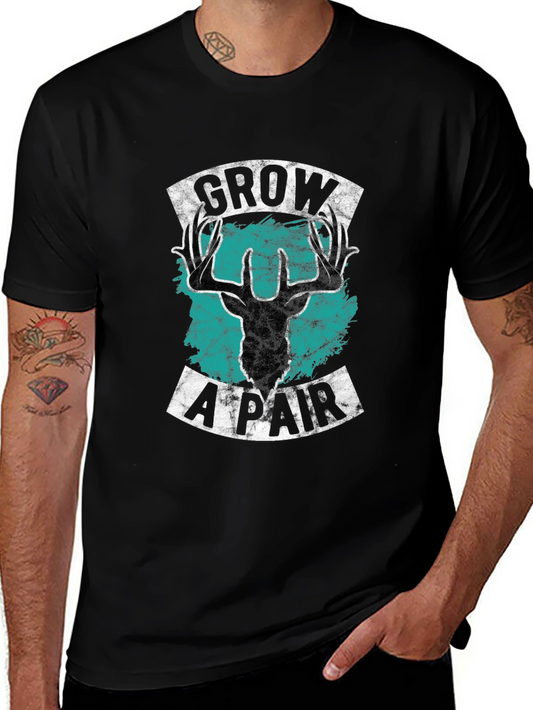 Grow A Pair Deer Graphic Tee - Bold Statement Shirt