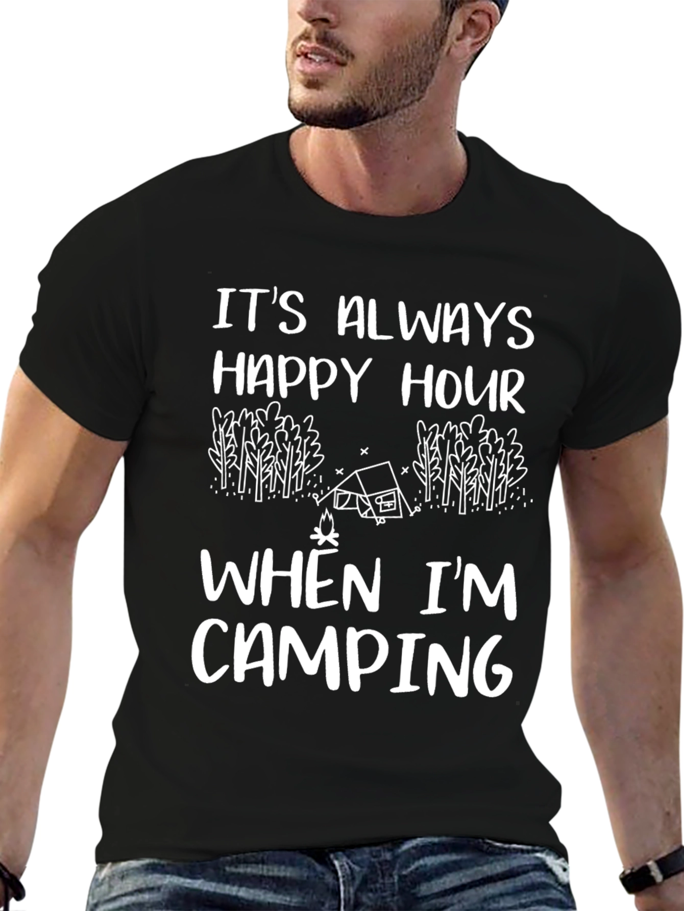Happy Hour Camping Black T-Shirt