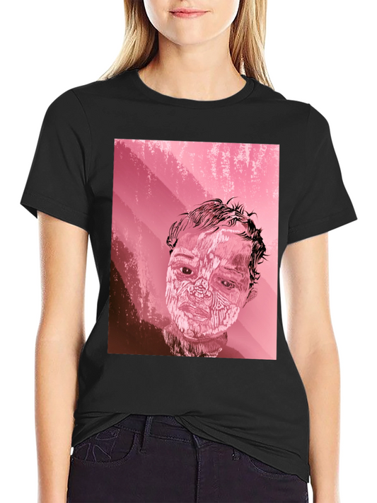 Abstract Portrait Graphic Tee - Black
