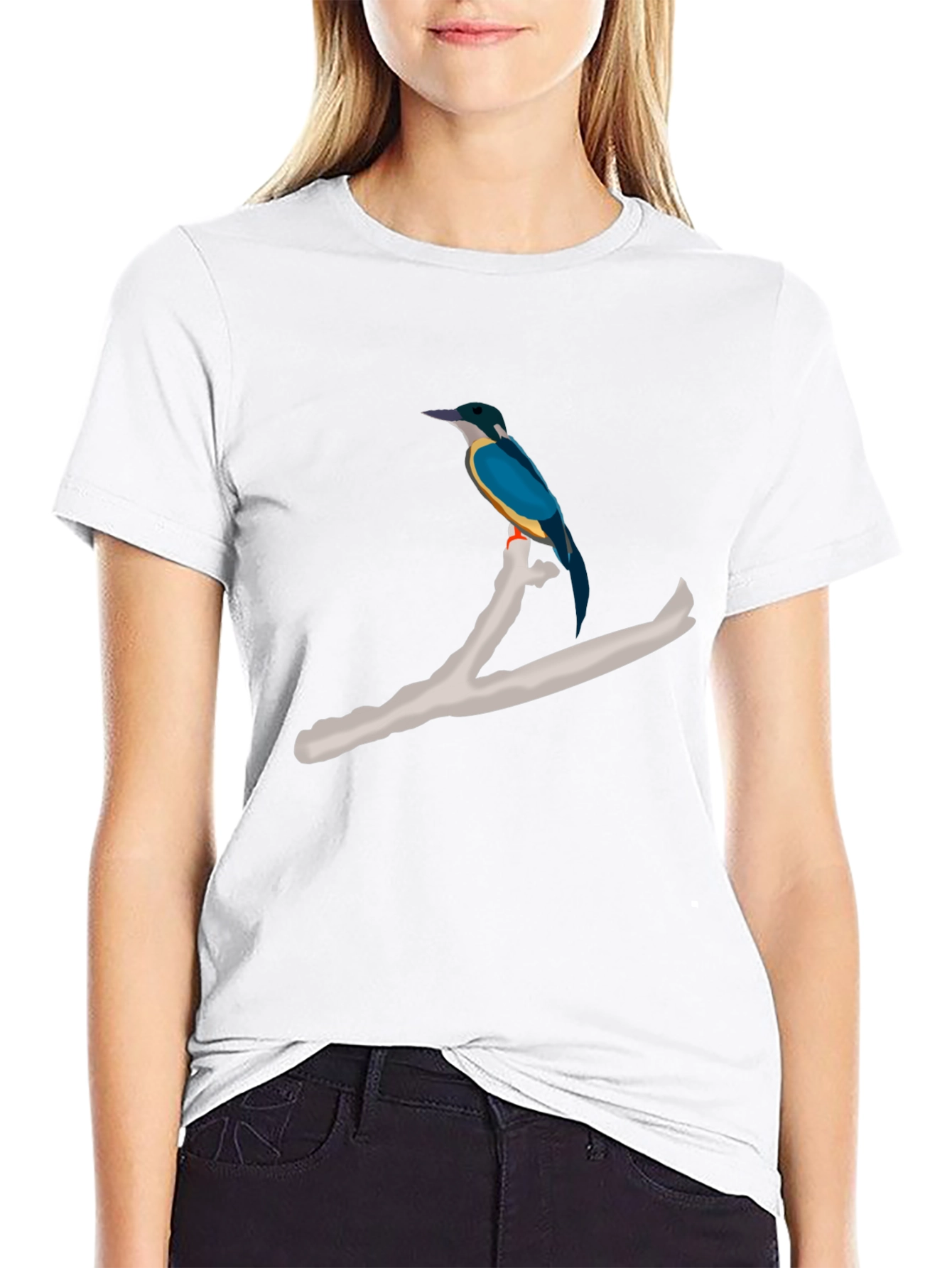Kingfisher Bird on Branch Graphic T-Shirt