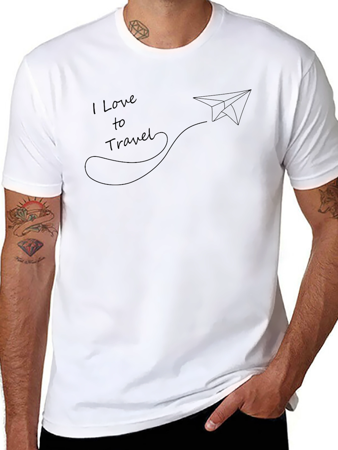 I Love to Travel T-Shirt - Paper Airplane Design