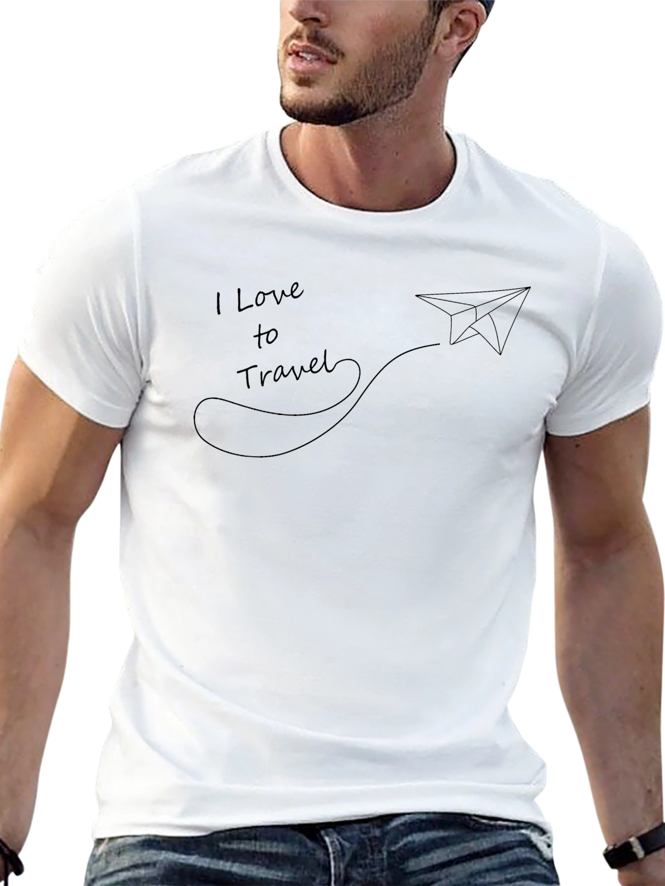 I Love to Travel T-Shirt - Paper Airplane Design