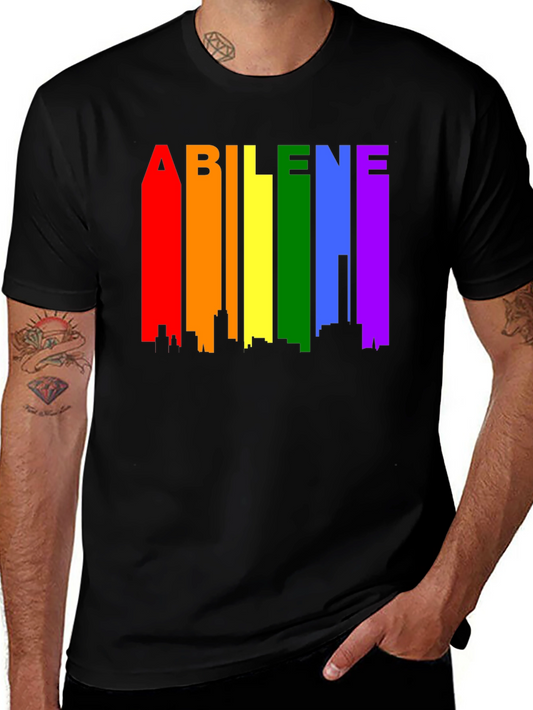 Abilene Pride T-Shirt - Rainbow Cityscape Design