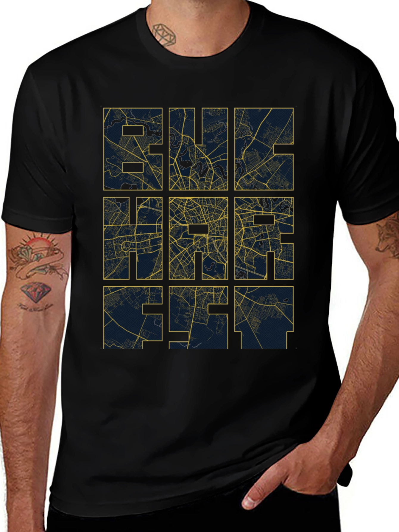 City Grid T-Shirt - Urban Style Black Tee