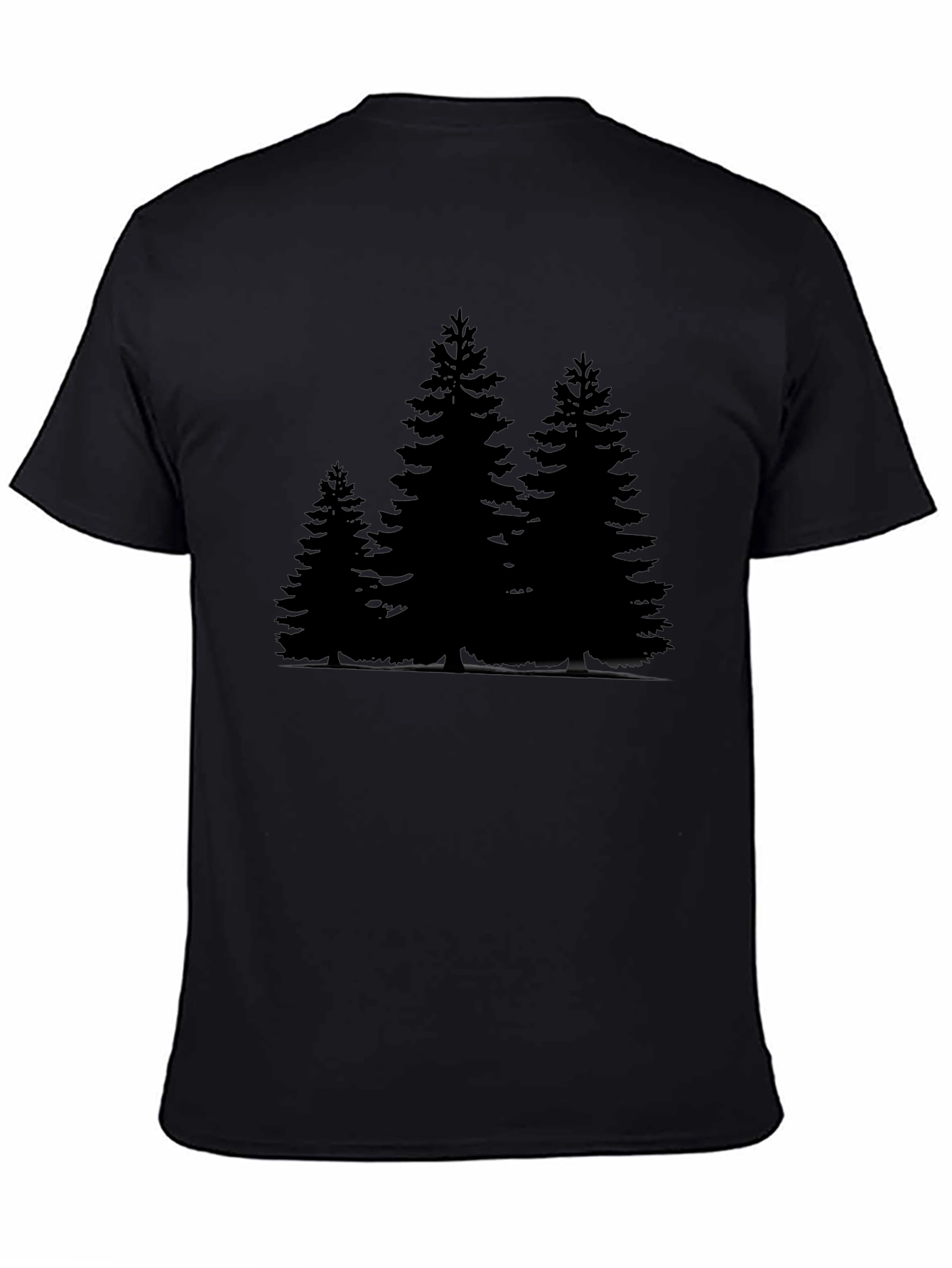 Mens Black T-Shirt with Forest Print