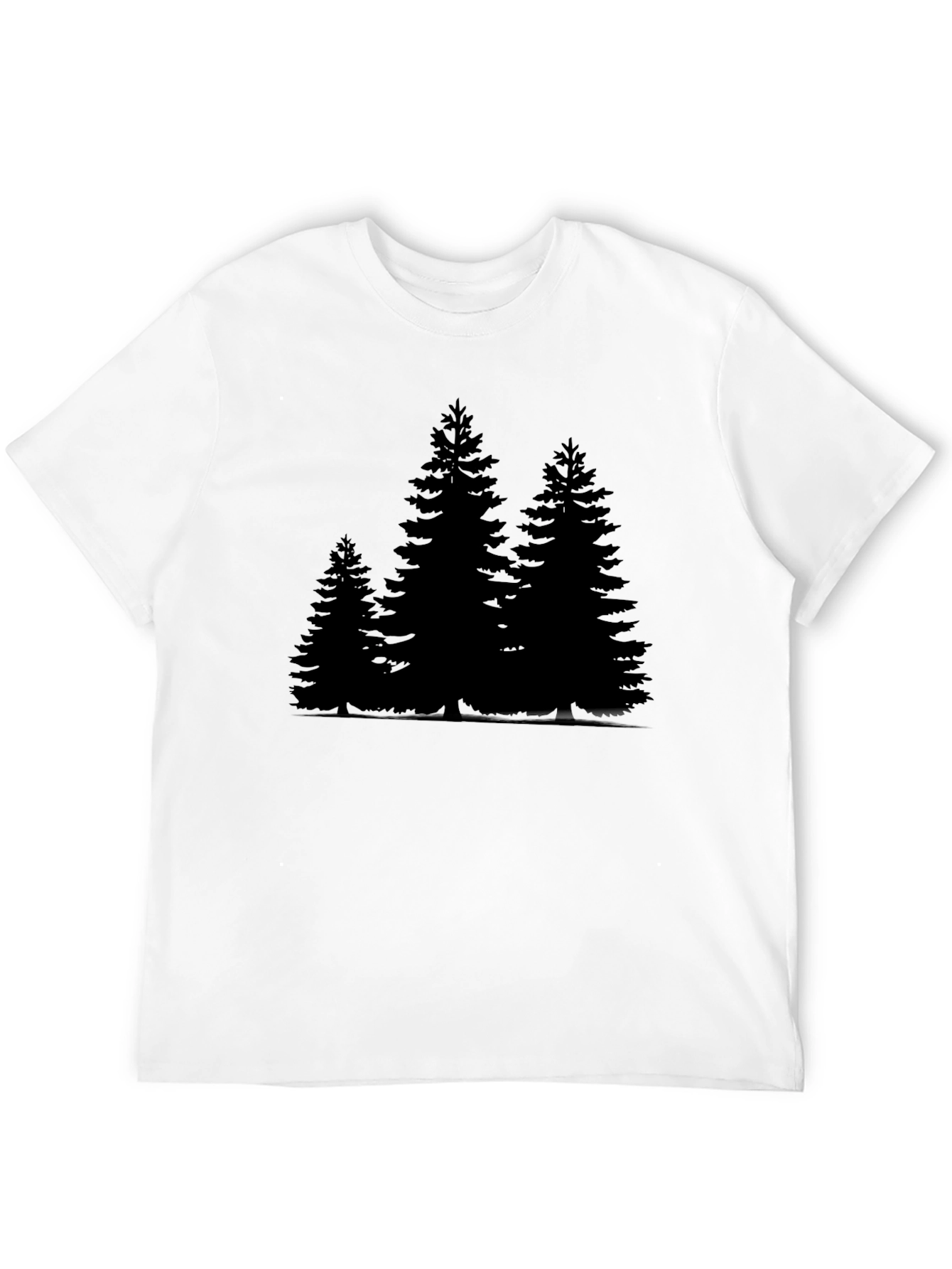 Mens Black T-Shirt with Forest Print
