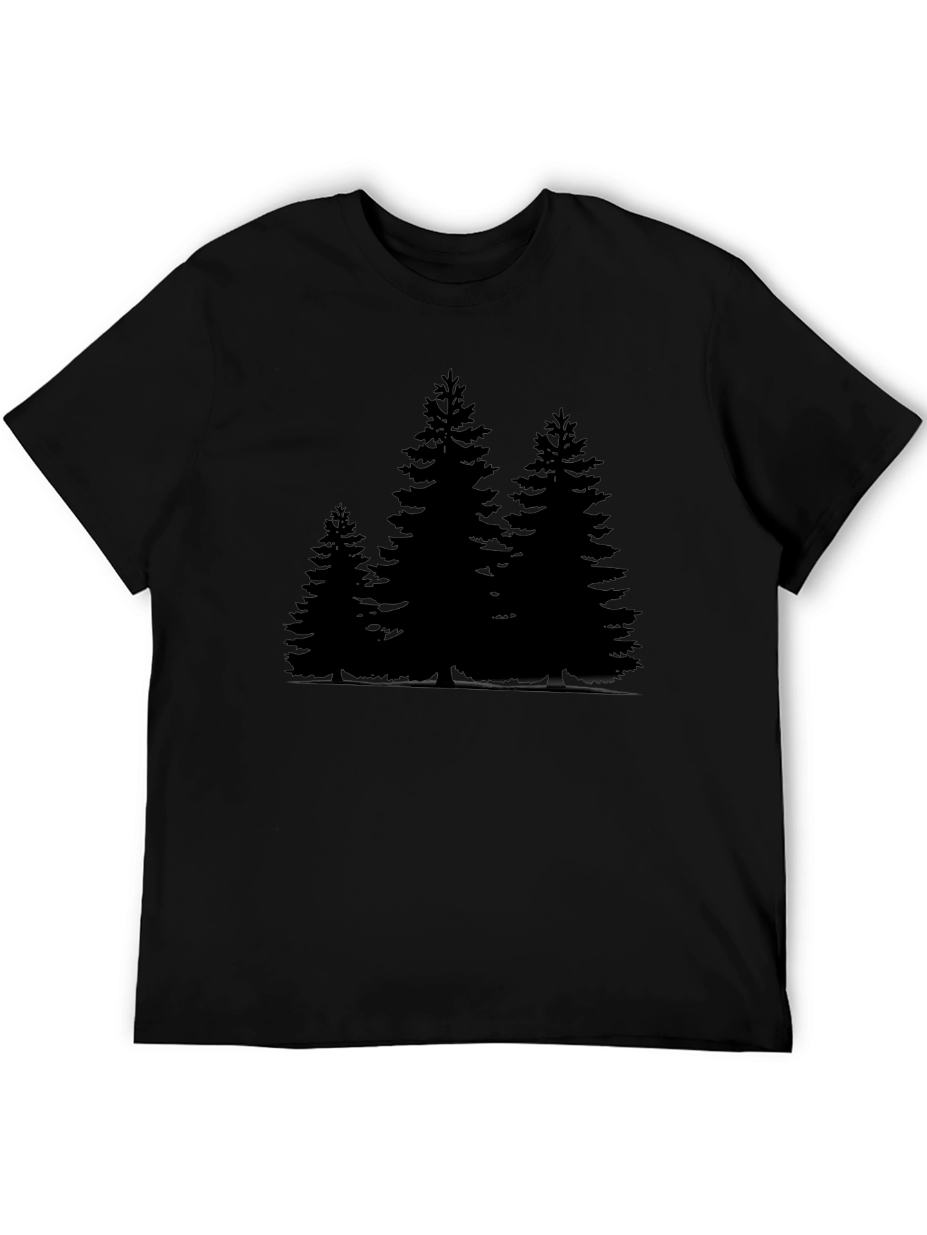 Mens Black T-Shirt with Forest Print
