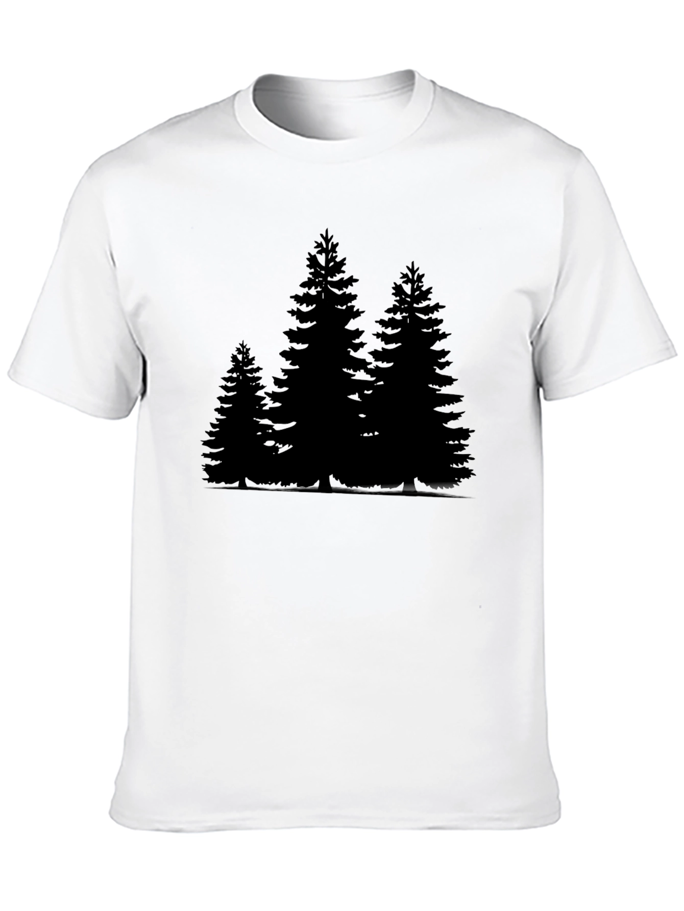 Mens Black T-Shirt with Forest Print