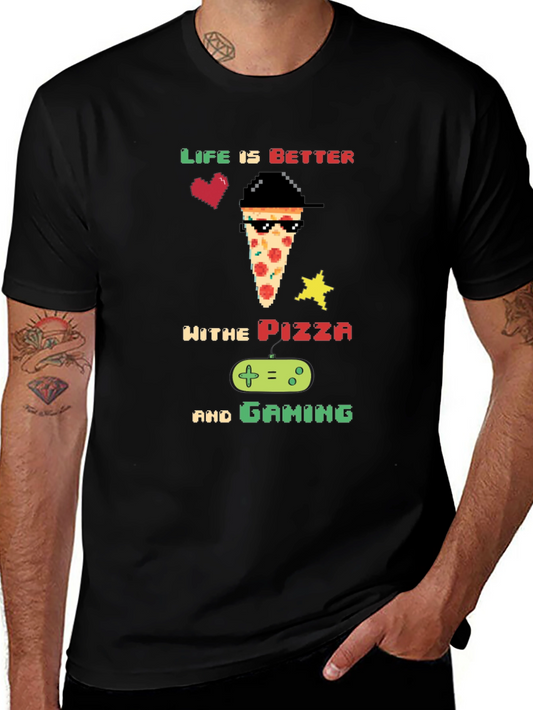 Life is Better with Pizza and Gaming Pixel Art T-Shirt