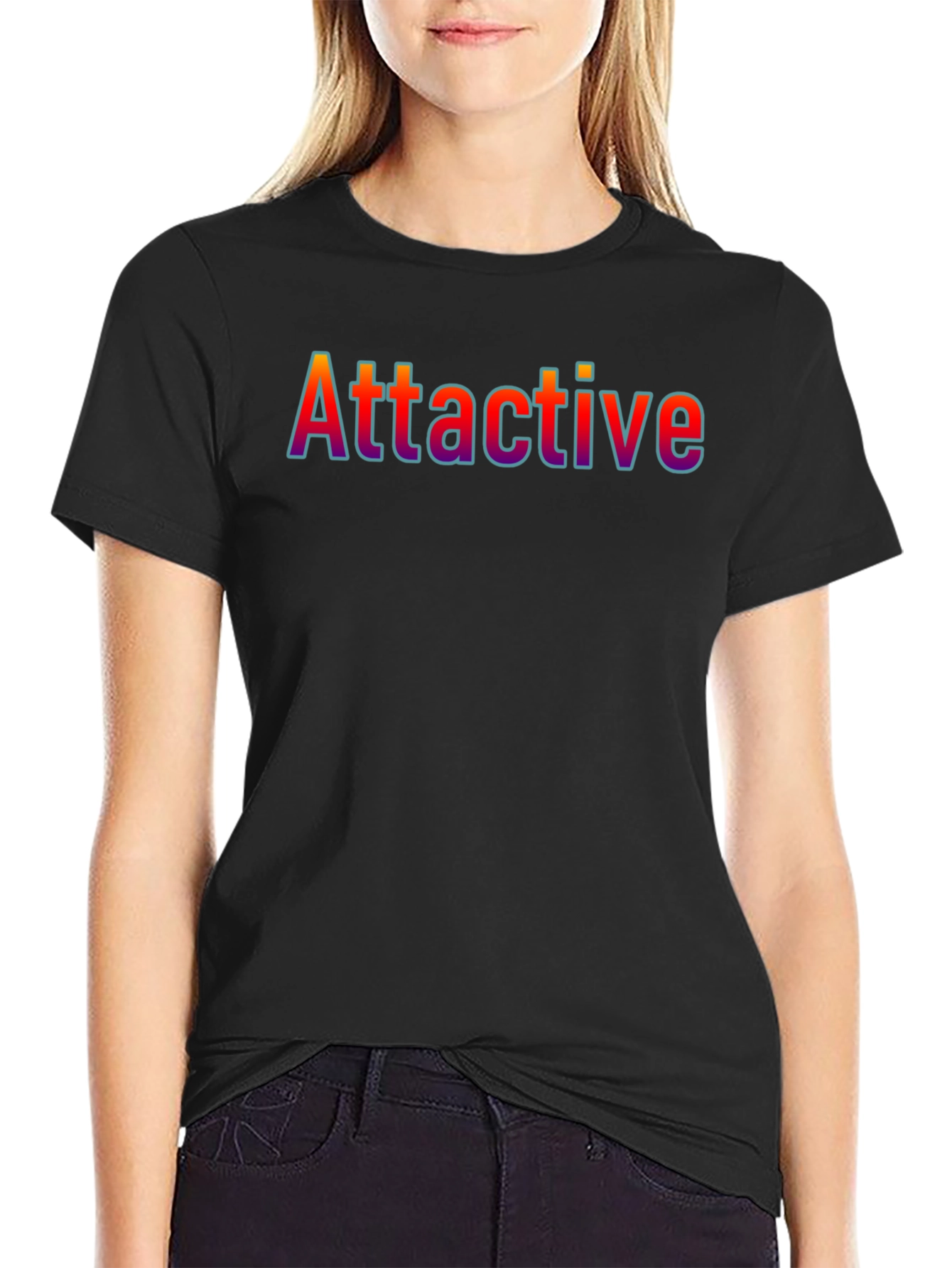 Attractive Rainbow Text Black T-Shirt