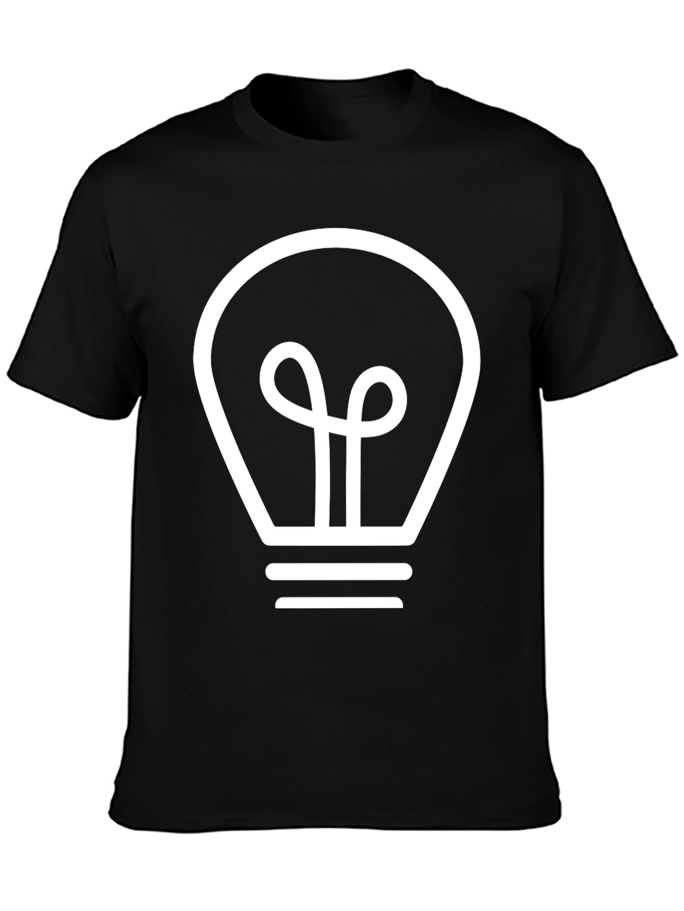 Black T-Shirt with White Light Bulb Design
