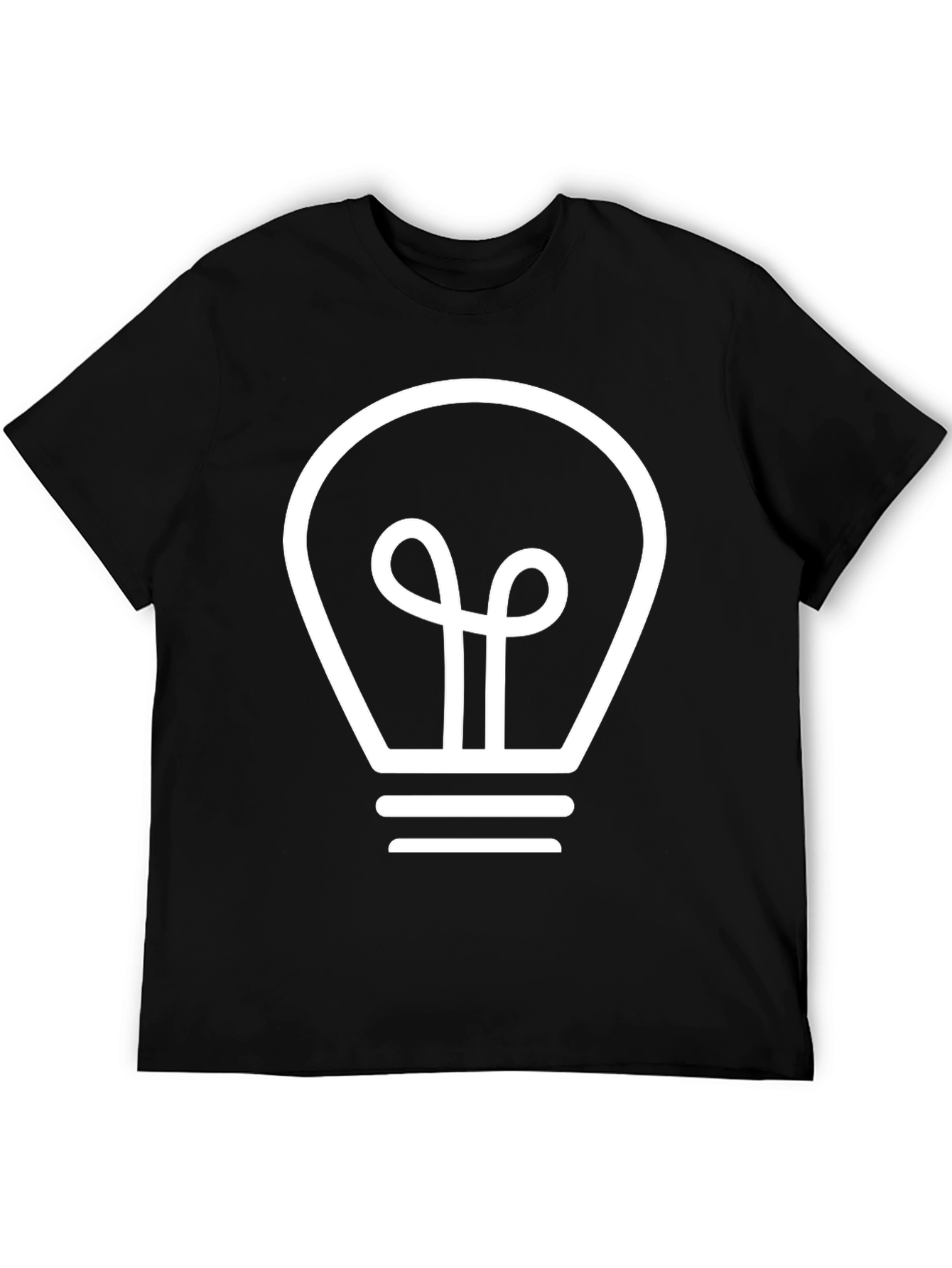Black T-Shirt with White Light Bulb Design