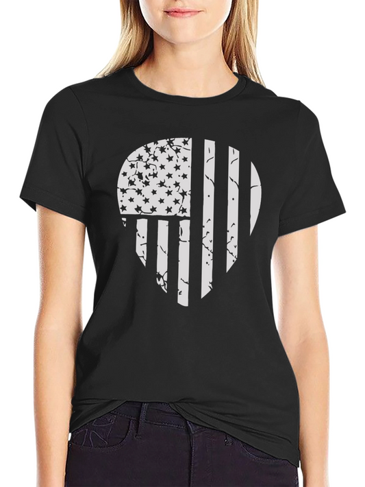 Distressed American Flag Skull Graphic T-Shirt