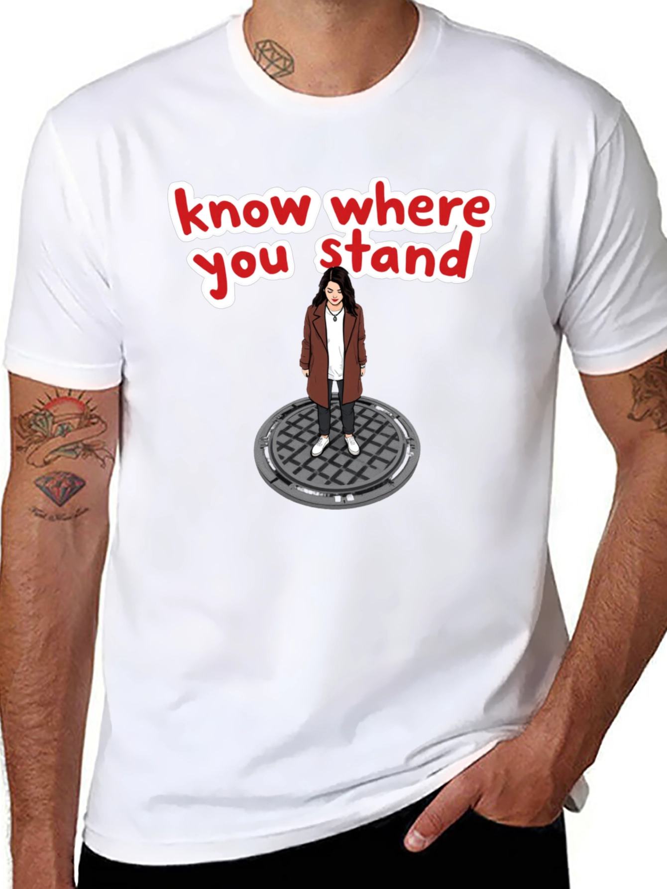 Know Where You Stand T-Shirt - Manhole Cover Design