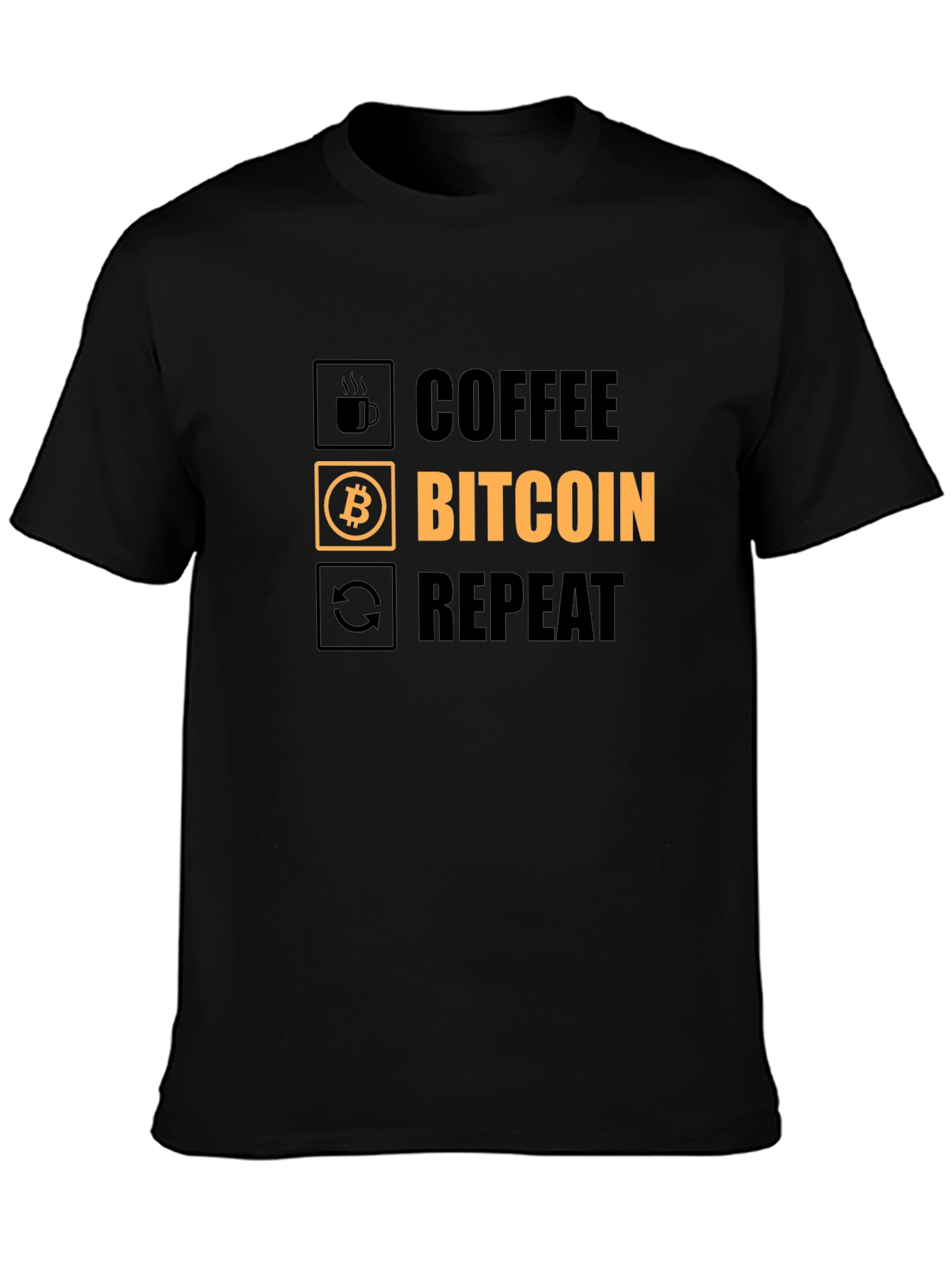 Coffee Bitcoin Repeat Graphic Tee - Crypto T-Shirt