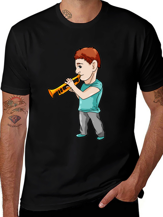Boy Trumpet Player Black T-Shirt