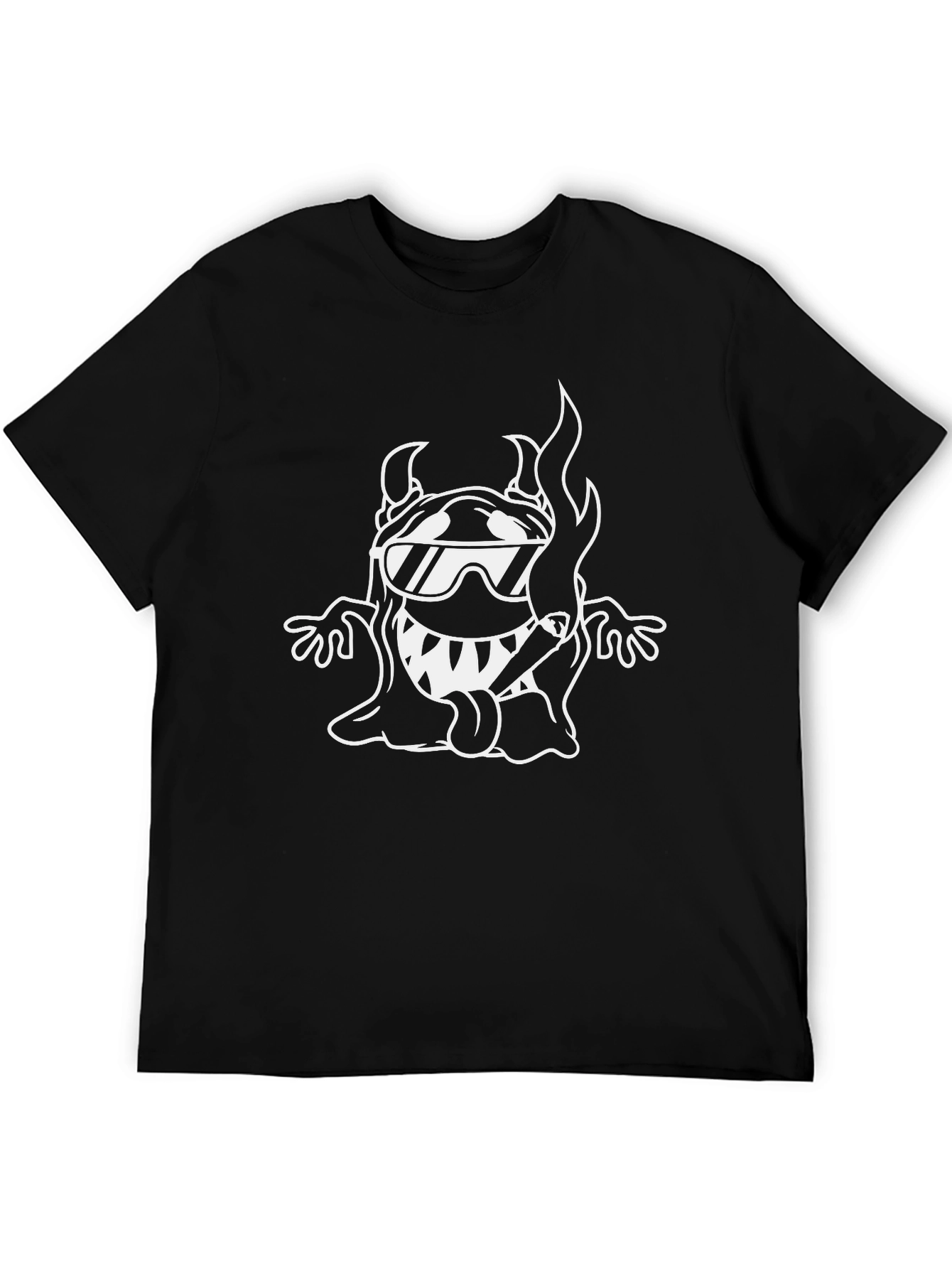 Cool Devil Cartoon Graphic Black T-Shirt