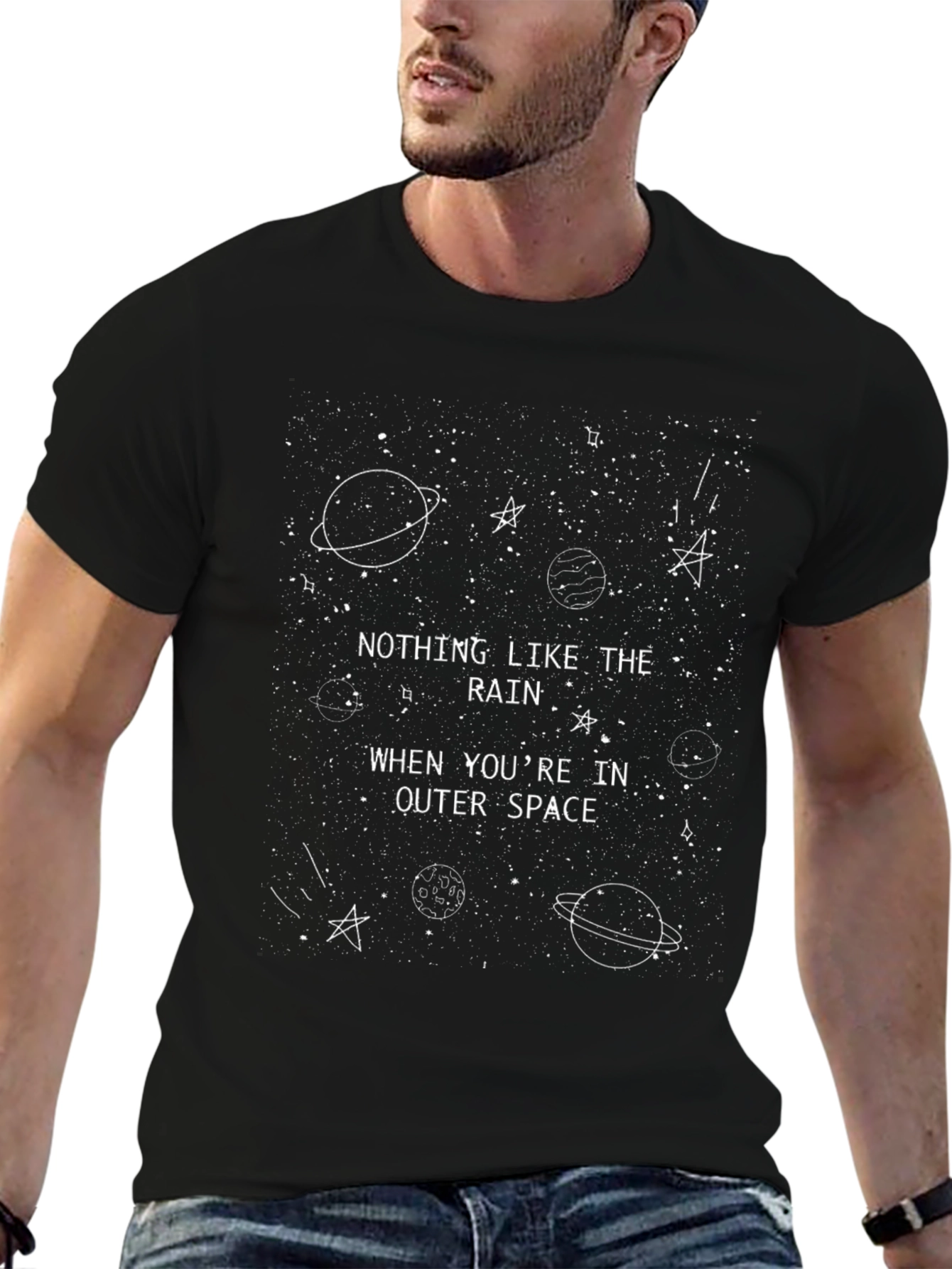 Outer Space Graphic T-Shirt - Black