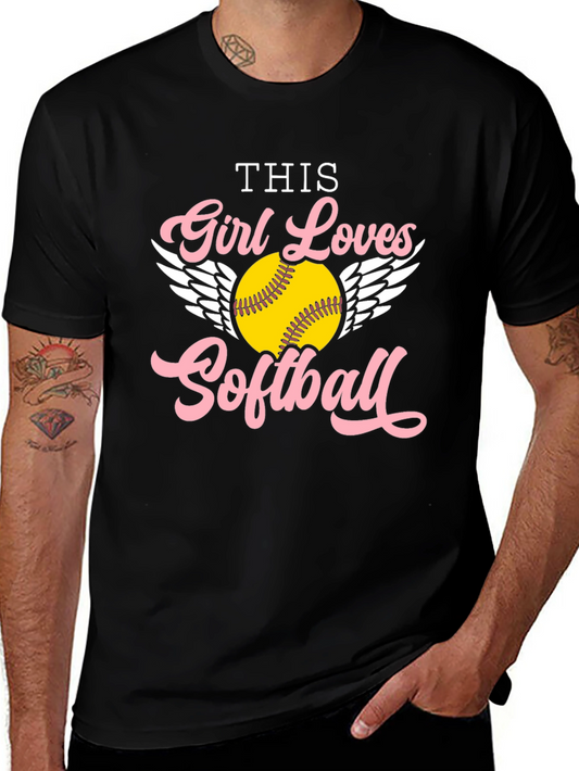 Girl Loves Softball Graphic Tee