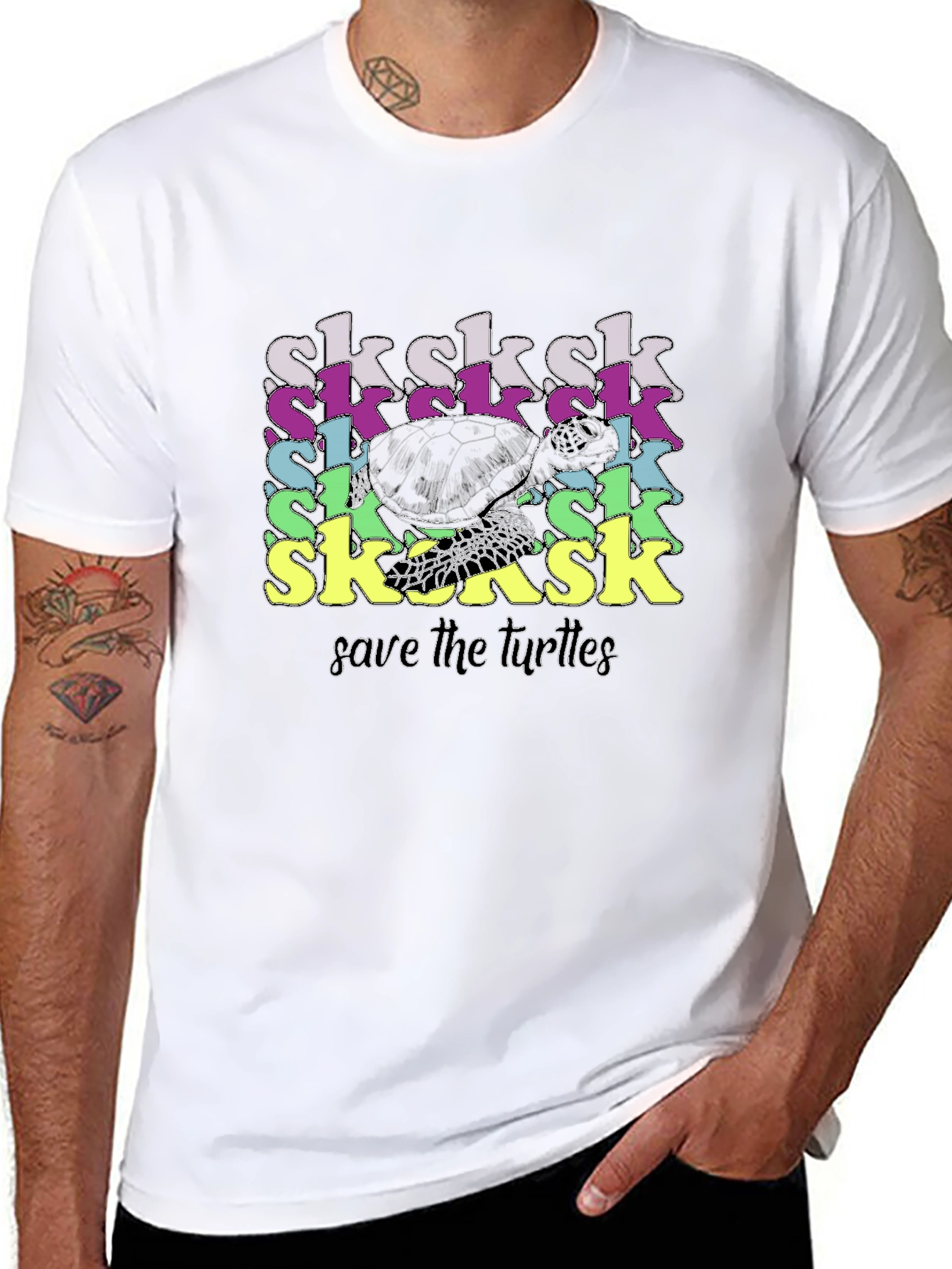 Save the Turtles! SkSkSk Black Graphic Tee