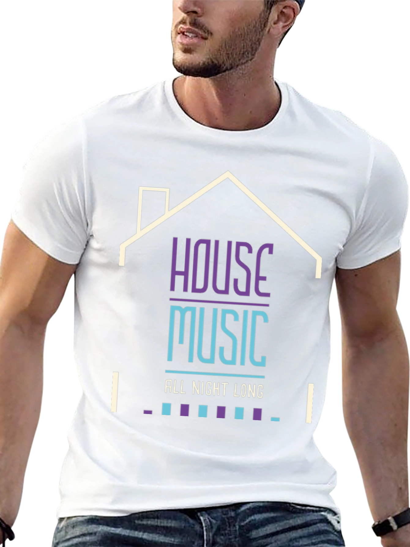 House Music All Night Long Black T-Shirt
