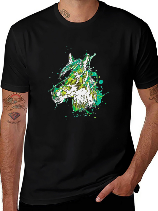 Abstract Horse Head Black T-Shirt