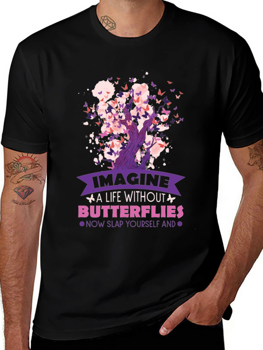 Butterfly Tree Graphic Black T-Shirt