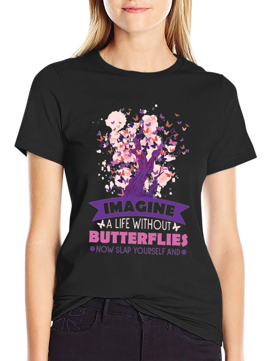 Butterfly Tree Graphic Black T-Shirt