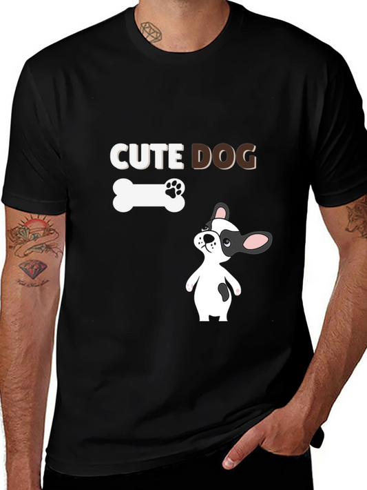 Cute Dog Graphic Black T-Shirt