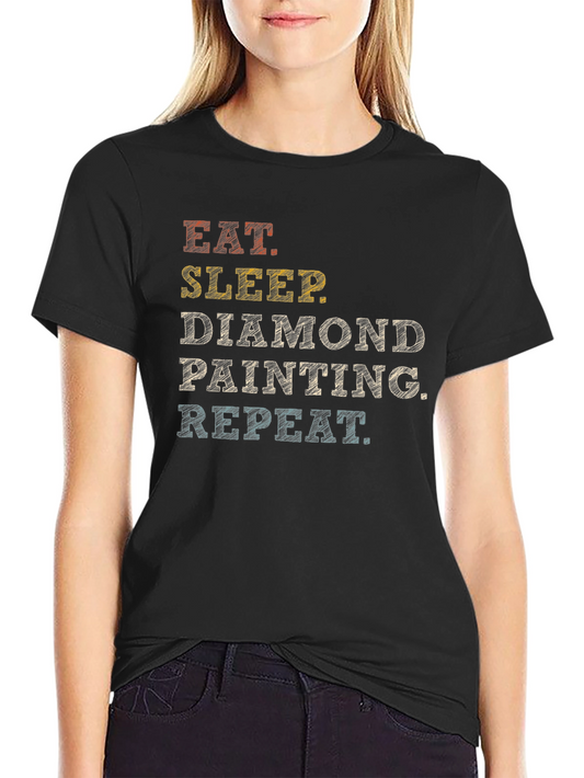 Eat Sleep Diamond Painting Repeat Black Graphic T-Shirt