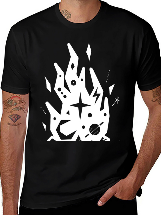 Abstract Graphic Tee - Black Cotton T-Shirt