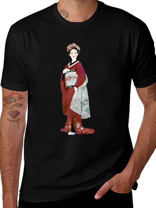 Geisha Graphic Tee - Elegant Japanese Art Shirt