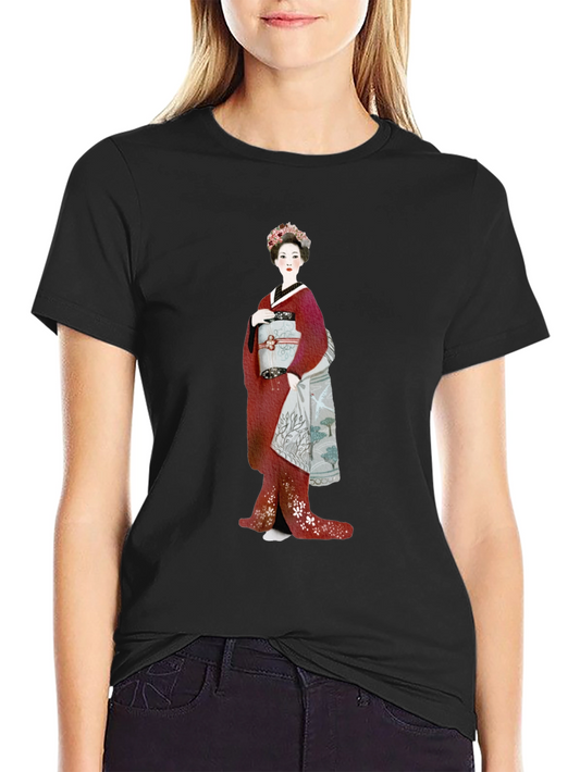 Geisha Graphic Tee - Elegant Japanese Art Shirt