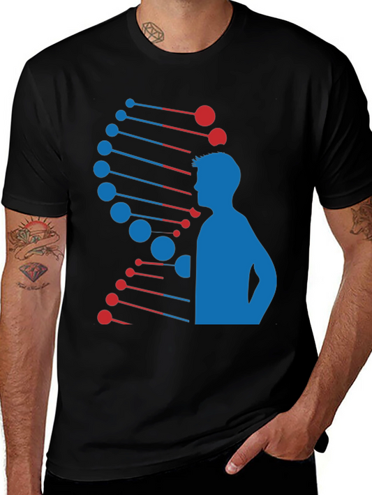 DNA Man Graphic Tee - Black Cotton Blend T-Shirt