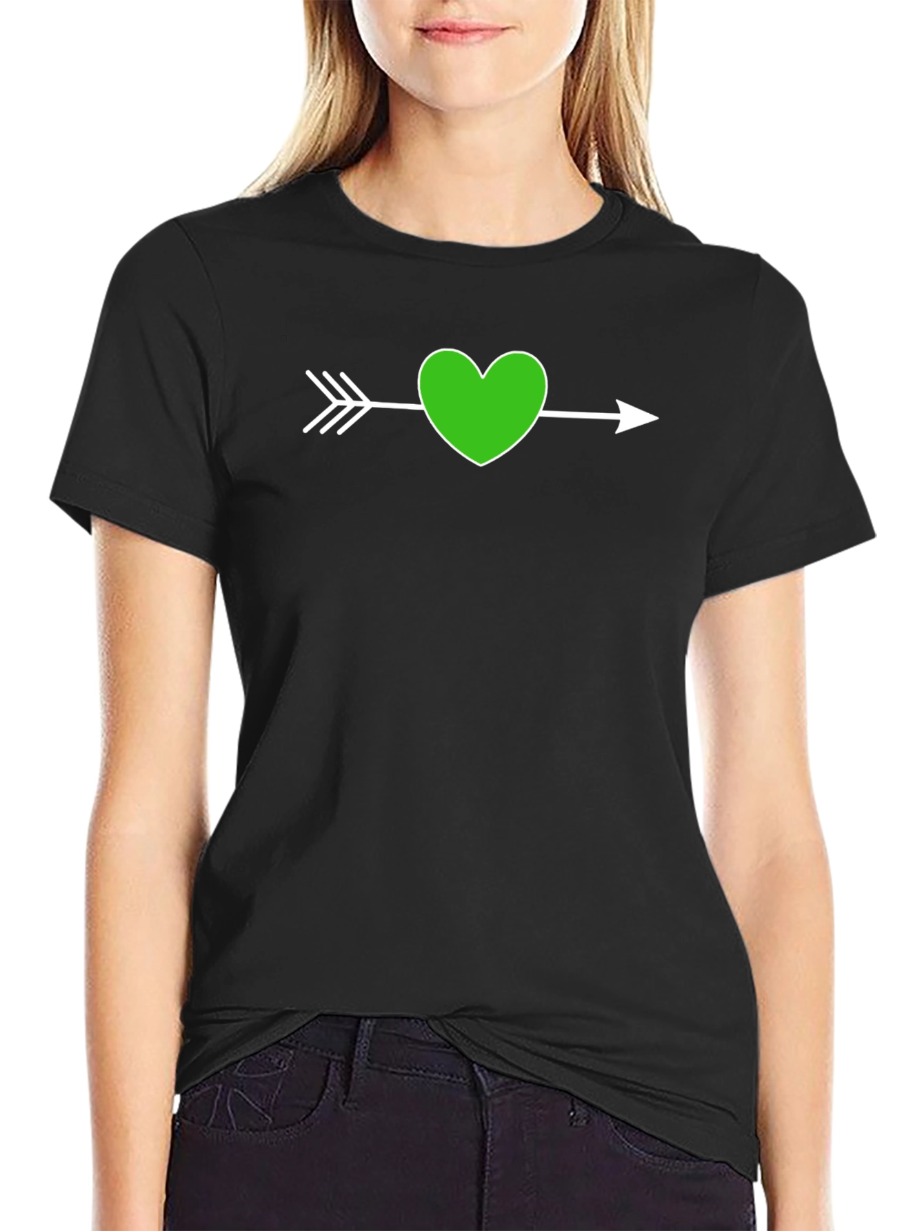 Heart Arrow Graphic Tee - Black Cotton T-Shirt